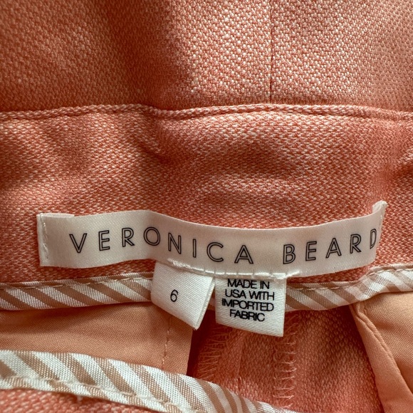 Veronica Beard Ashford Linen Short in Heathered Bright Coral 6 $348 - Picture 8 of 9